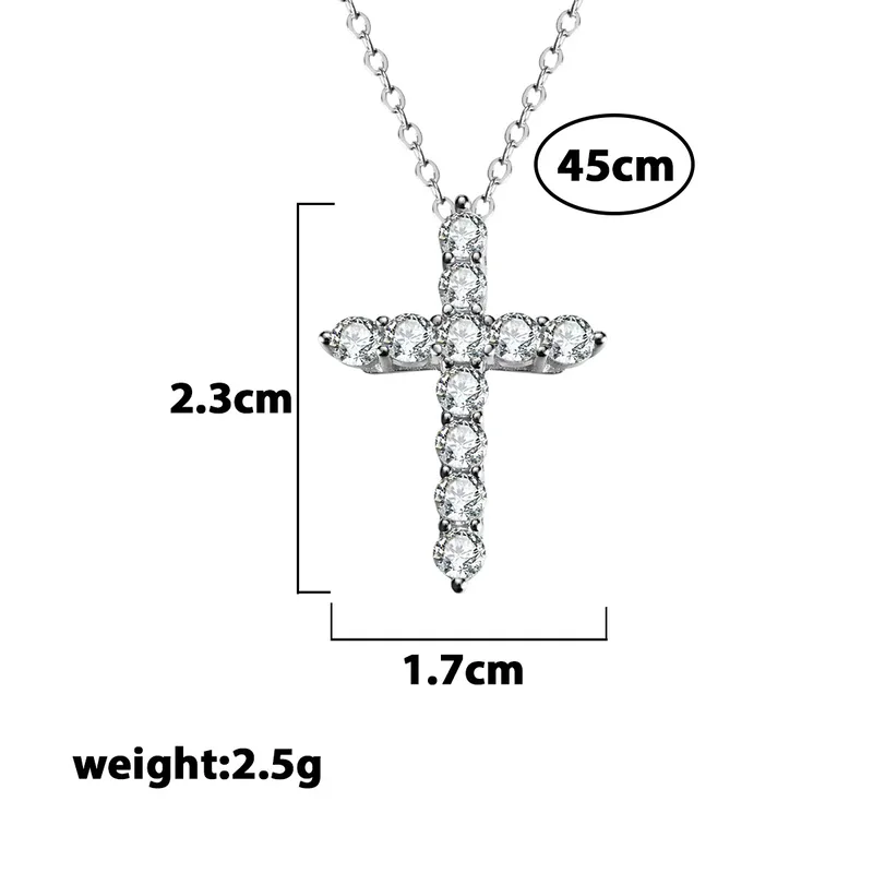 🇺🇸Diamond LAB Necklace Round Brilliant Cut Cross