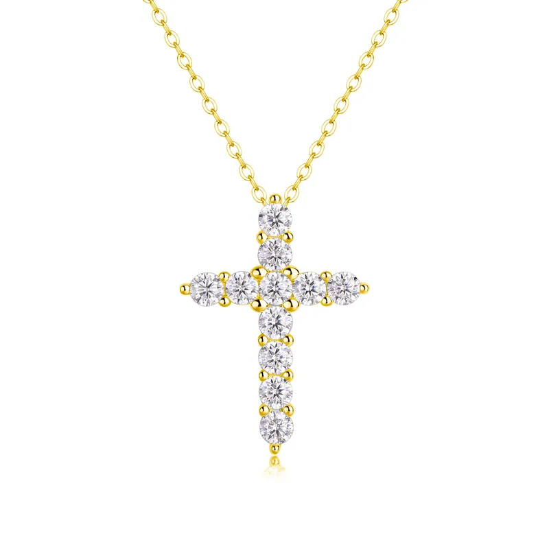 🇺🇸Diamond LAB Necklace Round Brilliant Cut Cross