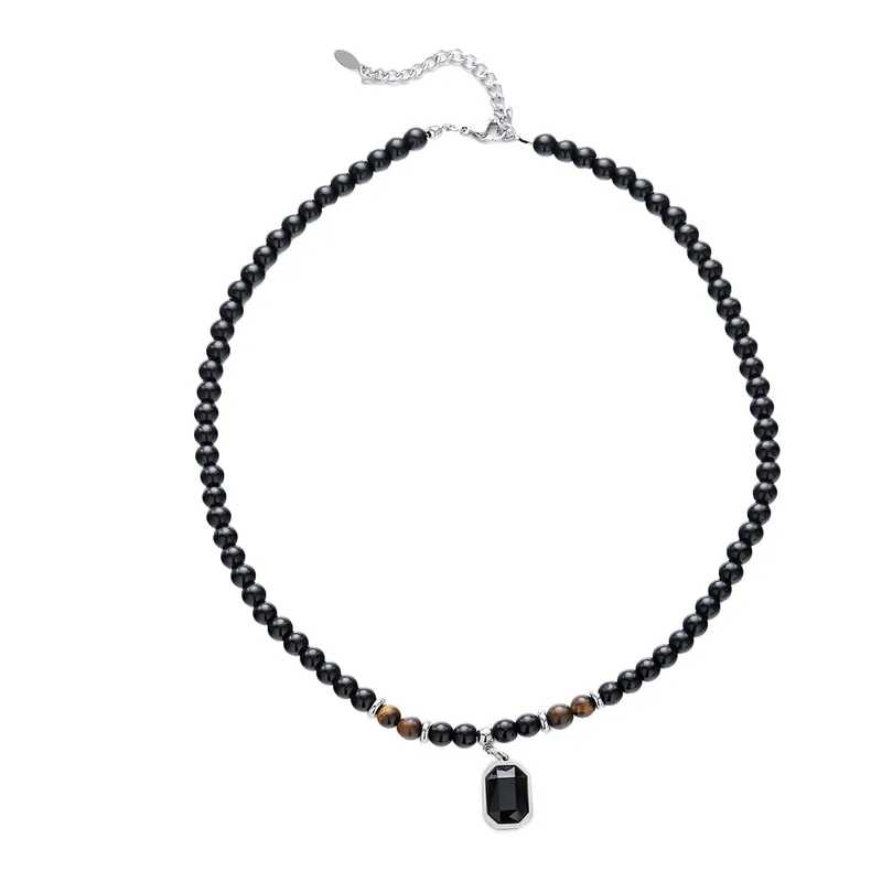 Set Tiger Eye Obsidian Plating Unisex Bracelets Necklace Men Necklace Sets