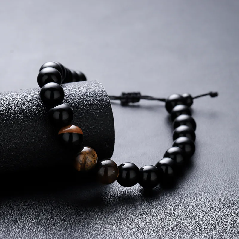 Set Tiger Eye Obsidian Plating Unisex Bracelets Necklace Men Necklace Sets